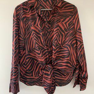 NWOT UK brand River Island zebra tie front shirt